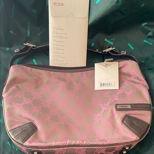 TUMI Pink and Brown Shoulder Bag